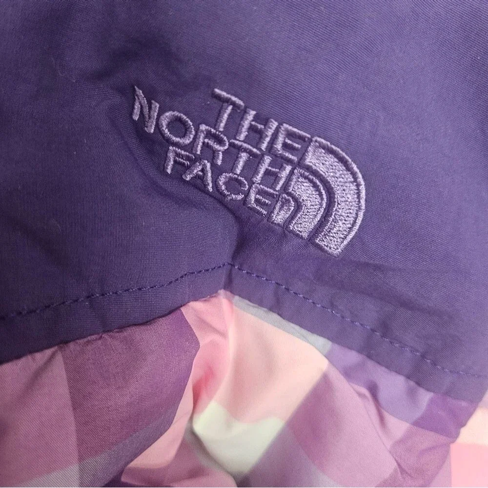 The North Face Plaid Quilted Puff Vest in Purple / Pink